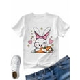 thumbnail image 4 of Women's T-Shirt Easter Rabbit Carrot Cartoon Short Sleeve Casual Tee Classic Crew Neck T Shirt for Women White, M, 4 of 7