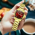 thumbnail image 1 of YUANOU Bracelet en Acier Inoxydable Or Original Montre Étanche quartz Mode Affaires Luxe Étanche pour Femmes simple(Rome Tout Or et Rouge), 1 of 6