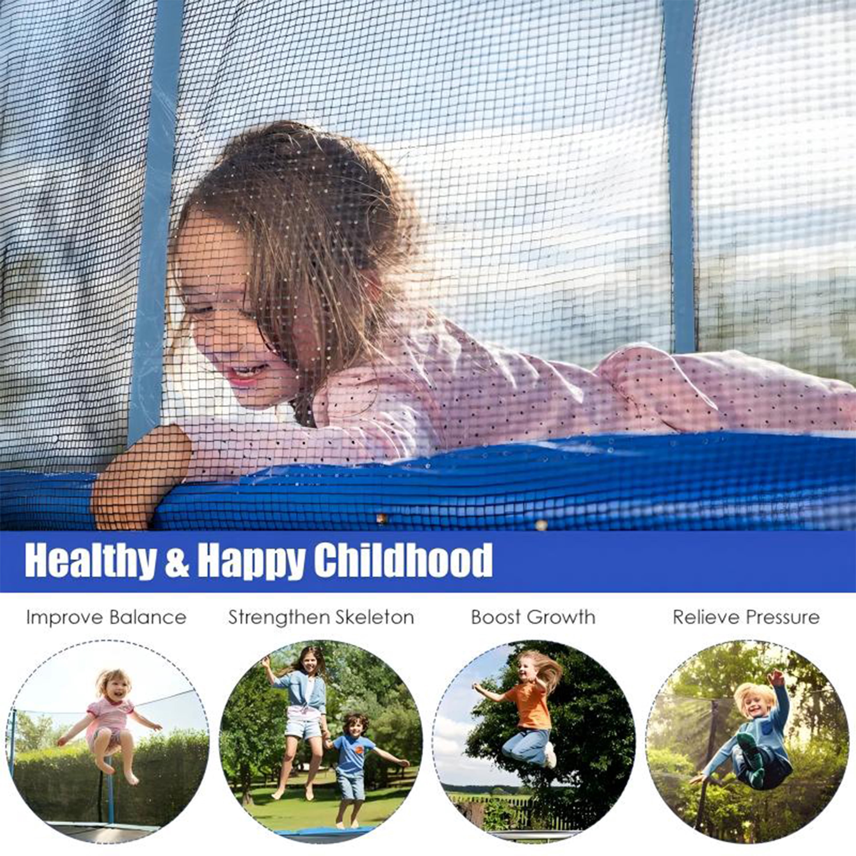Biotree 12 FT Trampoline for Kids and Adults, Outdoor Trampoline with Basketball Hoop & Safety Enclosure Net,Large Load Capacity Heavy-Duty Jumping Trampoline for Boys and Girls
