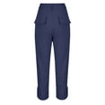 thumbnail image 5 of WULMLEO Work Pants Women Dressy Casual Plus Size Wide Leg Cargo Khakis High Waist Straight Twill Chino Slacks Ankle Pants Dark Blue M, 5 of 6