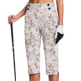 thumbnail image 3 of LEKWK Trouser Yoga Pants for Women Floral Print High Waist Buttons Capri Yoga Pants Side Slit Pockets Summer Straight Leggings Stretchy Gym Outfits, 3 of 5