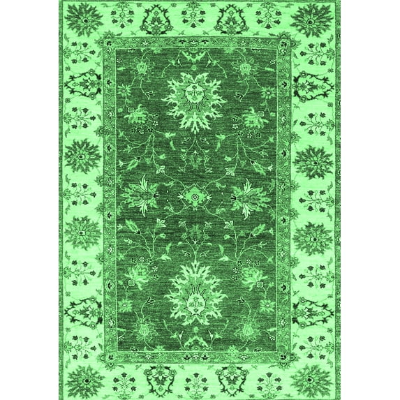 Ahgly Company Indoor Rectangle Oriental Emerald Green Traditional Area Rugs, 5' x 8'