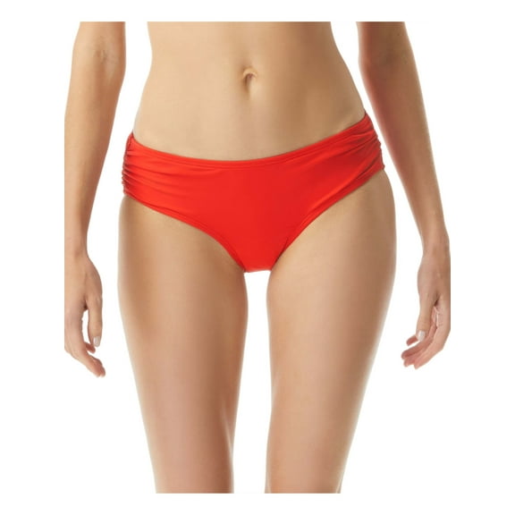 MICHAEL MICHAEL KORS Women's Orange Stretch Lined Full Coverage Shirred Bikini Swimsuit Bottom XS