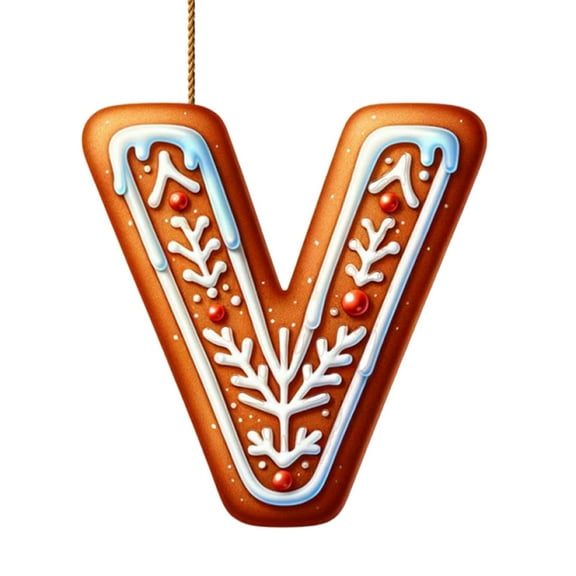 Harliver 26 Letters Christmas Tree Decoration, Gingerbread Alphabet Ornaments for Christmas Tree Candy Initial Letter Pendant with Berries Pattern, Christmas Decoration Xmas Tree Hanging Decor