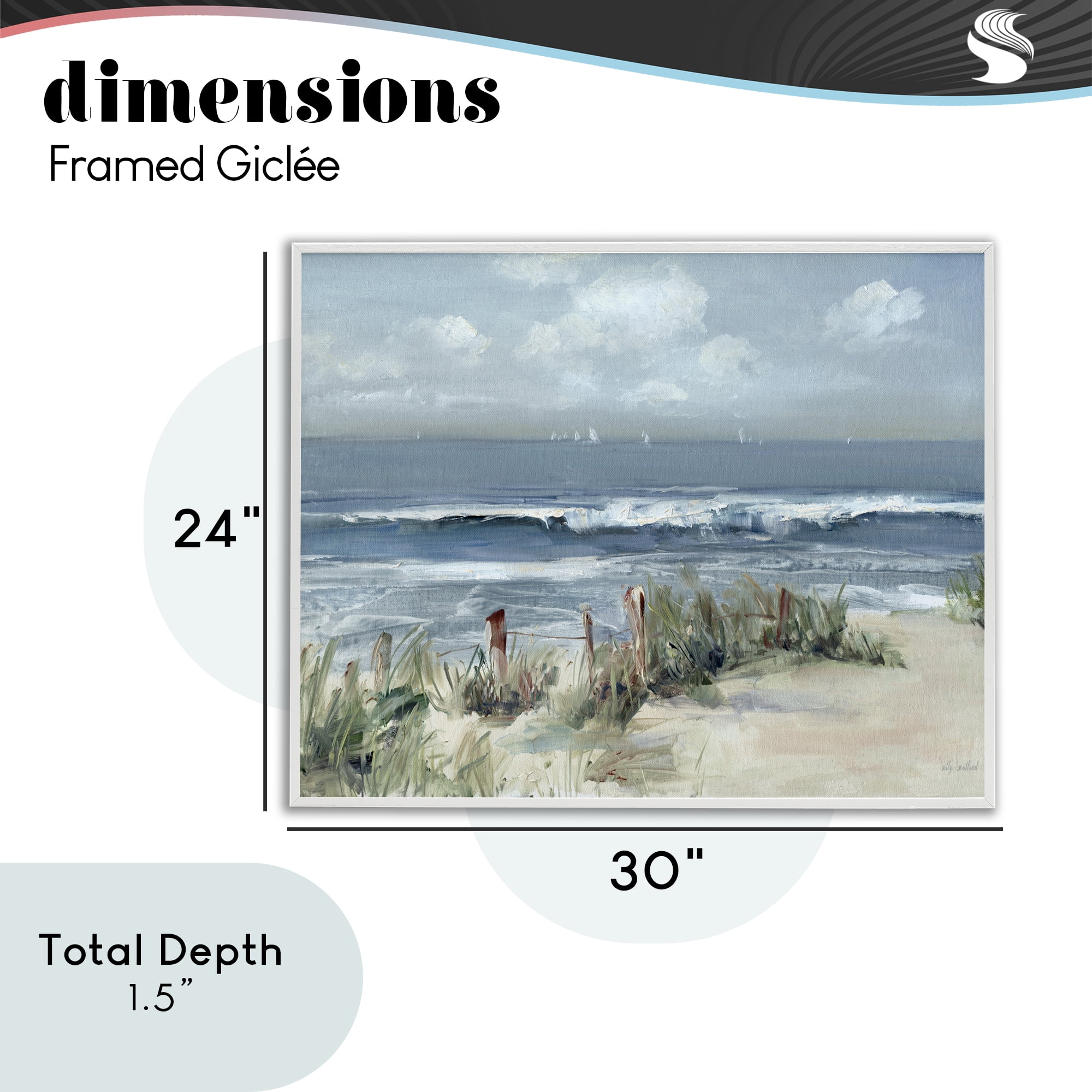 Stupell Industries Brushed Expression of Coast White Framed Giclee Art, design by Sally Swatland