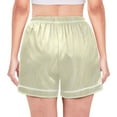 thumbnail image 3 of Women's Satin Pajama Shorts Graceful Cat Silhouettes with Pockets, Elastic Waist Sleep Lounge Shorts, 3 of 7