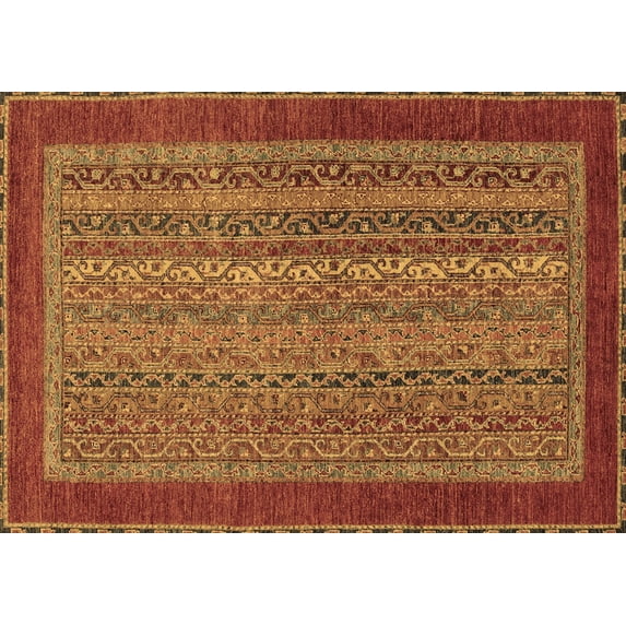 Ahgly Company Indoor Rectangle Abstract Brown Modern Area Rugs, 2' x 5'