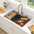 thumbnail image 2 of Kitchen Sink Drop In - Sarlai 28 Inch Stainless Steel Kitchen Sink Ledge Workstation Sink Drop-in Topmount 16 Gauge R10 Tight Radius Single Bowl Kitchen Sink, 2 of 4