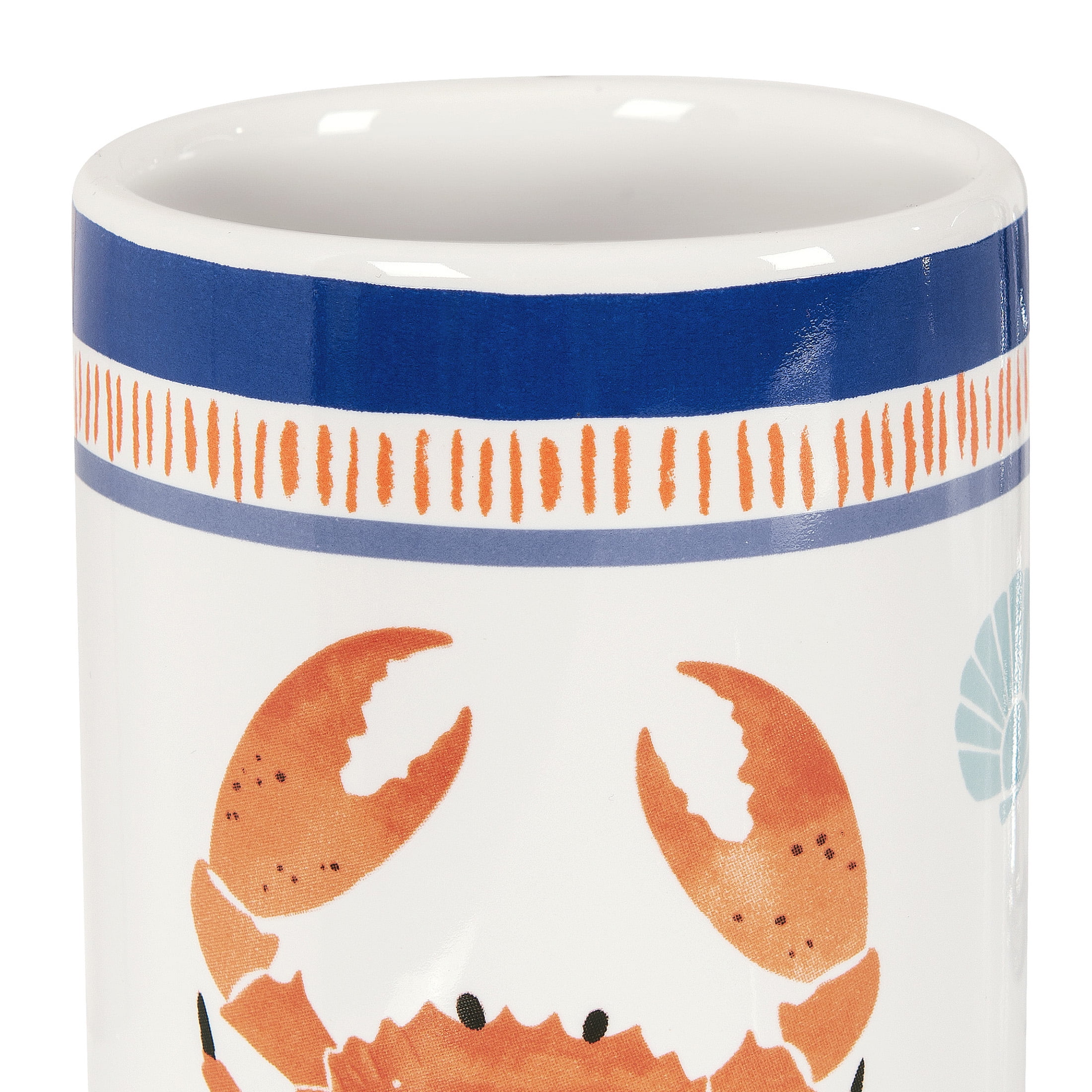 Mainstays Crab Two-piece Ceramic Bath Accessory Set with Soap Pump and Toothbrush Holder, for Adults