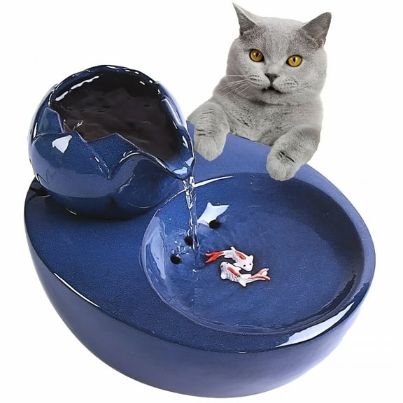 ACDANC Cat Fountain Ceramic Pet Water Dispenser Vertical Cats Drinking Fountains, Automatic Circulation Filters Water Automatic Water Dispenser for Cats