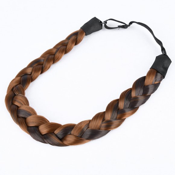DIGUAN Diadema trenzada de pelo sintético, trenzas trenzadas anchas y gruesas clásicas, postizo elástico para mujeres y niñas, accesorio de belleza, 55g aHairBeauty (marrón oscuro resaltado)