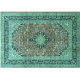 thumbnail image 1 of Ahgly Company Machine Washable Indoor Rectangle Persian Turquoise Blue Traditional Area Rugs, 2' x 5', 1 of 4