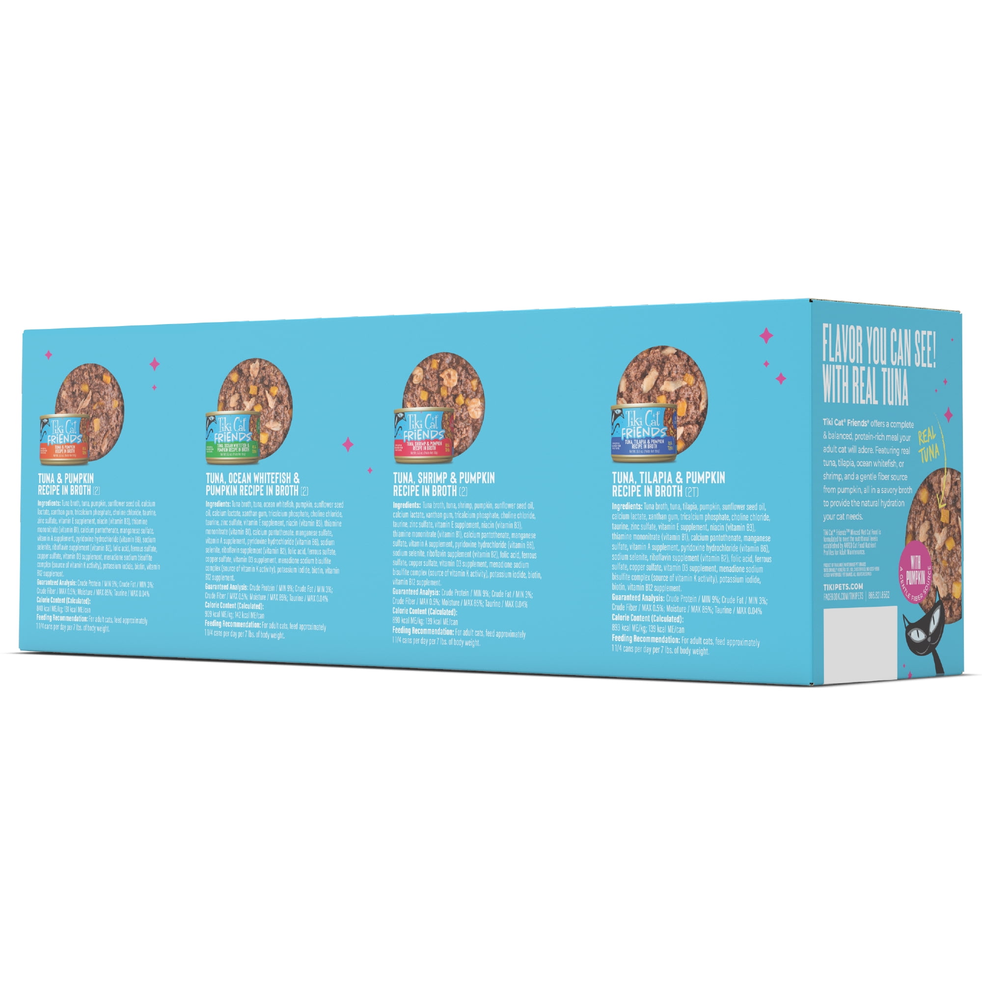 (2 pack) Tiki Cat Friends Wet Cat Food, Tuna, Variety Pack, 5.5 oz. Cans (8 Count)