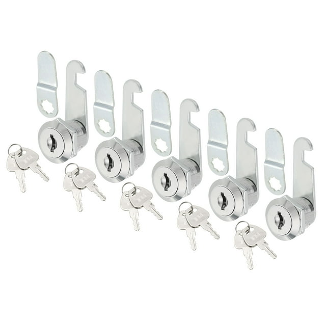 Gabinete Cajón Leva Cerradura, 5/8 Cilindro Longitud Adapta Hasta 5/16 Grosor Panel, Llave Diferente Zinc Aleación Seguro Archivo Cajón Herramientas Caja Buzón 5uds