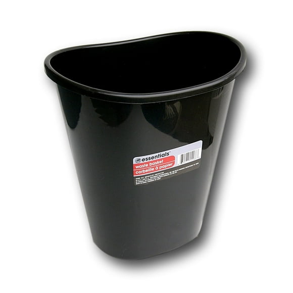 Greenbrier International Essentials Black Plastic Oval Wastebasket - 7 Qt.