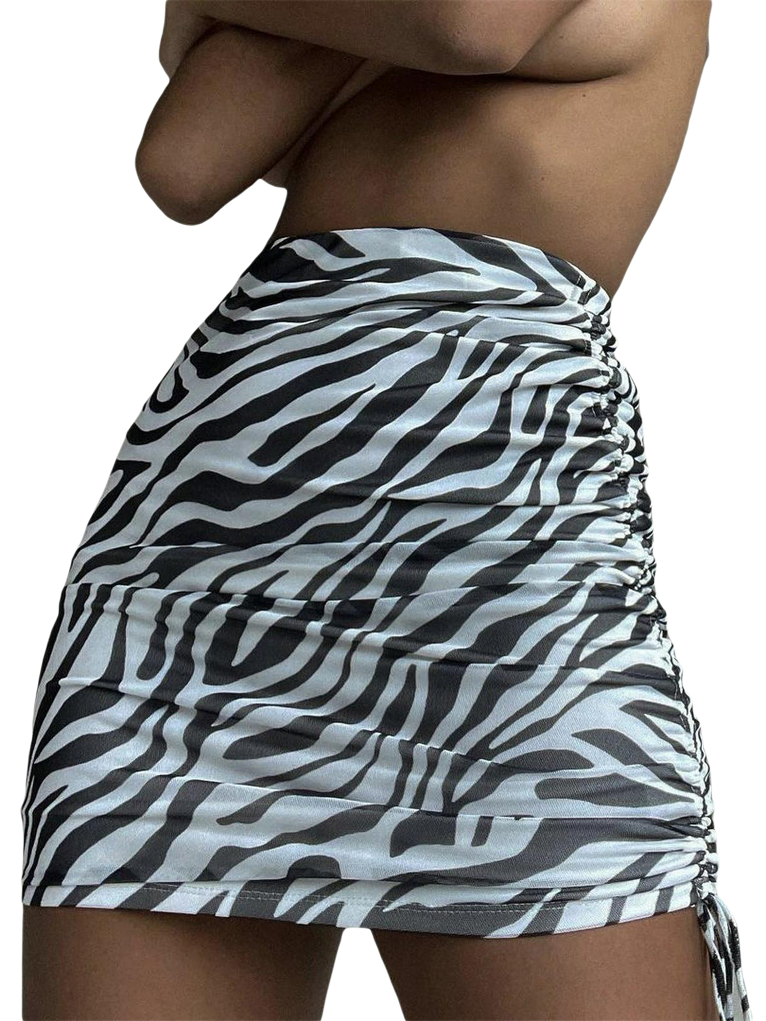 High Waist Zebra Print Mini Skirt 