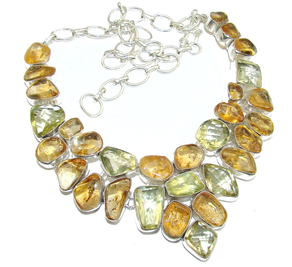 Summer Beauty AAA Yellow Citrine Sterling Silver Necklace by SilverRush Style by