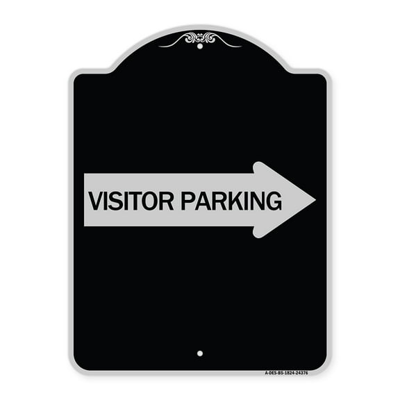 SignMission Designer Series Sign - Visitor Parking (With Right Arrow) | Black & Silver 18" x 24" Heavy-Gauge Aluminum Architectural Sign | Protect Your Business & Municipality | Made in