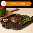 thumbnail image 6 of Bruntmor Pre-Seasoned Cast Iron Single Burner 10X10 Reversible Grill Griddle w/Heavy Grill Press, 6 of 9