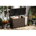 thumbnail image 3 of 185 Gallon Outdoor Storage Box with Wheels - Large Wicker Rattan Deck Box for Patio Cushions, Garden Tools, Pool Floats & Pillows, All-Weather Patio Furniture Storage, Brown, 3 of 8