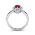 thumbnail image 3 of SuperJeweler 1 Carat Pear Shape Created Ruby and Double Halo Diamond Ring In Sterling Silver For Women, 3 of 6