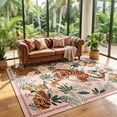 thumbnail image 7 of Beltran 4x6 Washable Tiger Area Rug – Vintage Safari Non Slip Carpet, Boho Pink Print Rug for Living Room Bedroom Kitchen, Easy Clean, 7 of 7