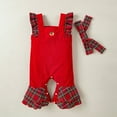 thumbnail image 5 of Gelikeya Christmas Baby Clothes Boy Girl Sleeveless Jumpsuit Outfits Bodysuit Toddler Rompers with Headband 2 Piece Sets (A01 Red, 12-18 Months), 5 of 5