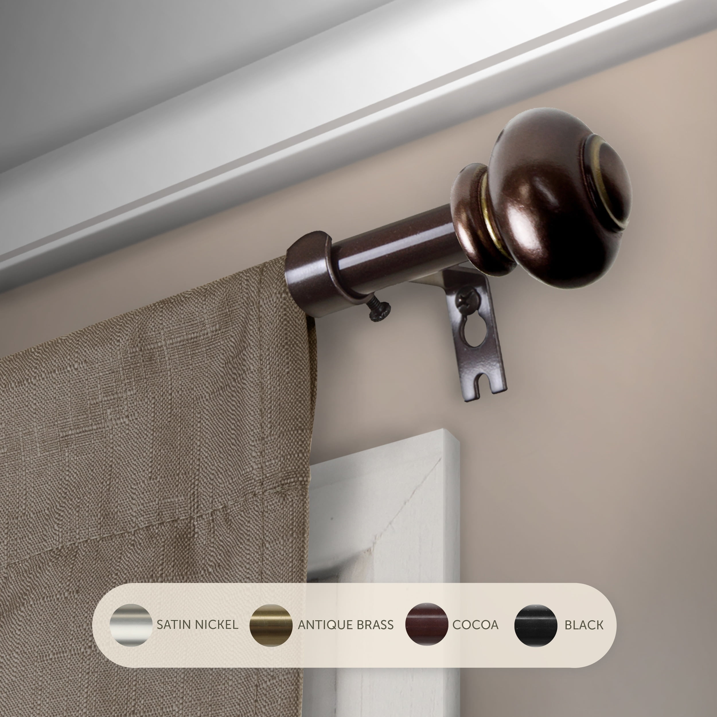 InStyleDesign  Monroe Adjustable Curtain Rod Black 48-84 inch