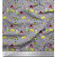 thumbnail image 1 of Soimoi Rayon Crepe Fabric Heart,Vehicles & Animals Cartoon Print Sewing Fabric Yard 46 Inch Wide, 1 of 3