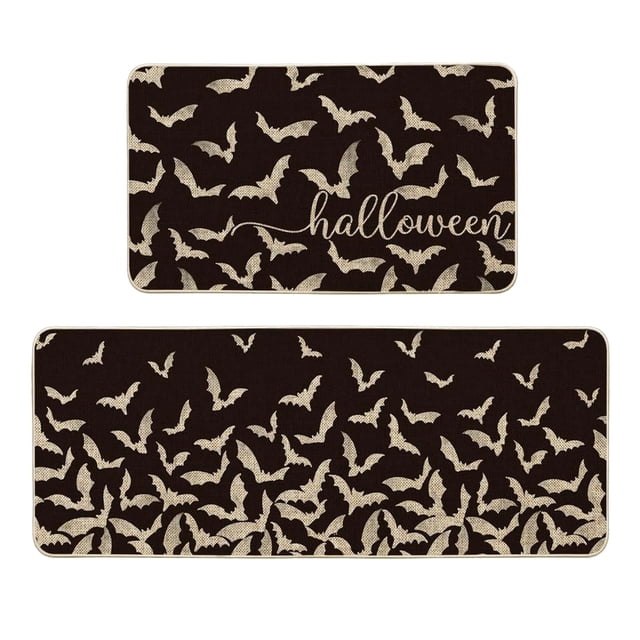 Yuarrent Juego de 2 alfombrillas de cocina de Halloween para decoración del hogar de otoño, adecuadas para cocina de felpa Hardware estilo3 15.7*24+15.7*47