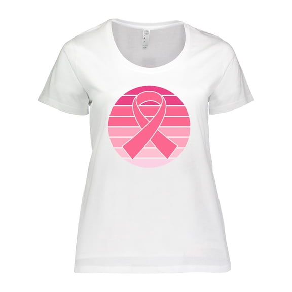 Inktastic Breast Cancer Pink Ribbon Retro Women's Plus Size T-Shirt