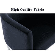 Guyou Modern Velvet Dining Chair, Mid-century Upholstered Barrel Kitchen Chairs Fabric Side Chair with Metal Legs and Curved Back for Living Room Dining Room Bedroom, Black