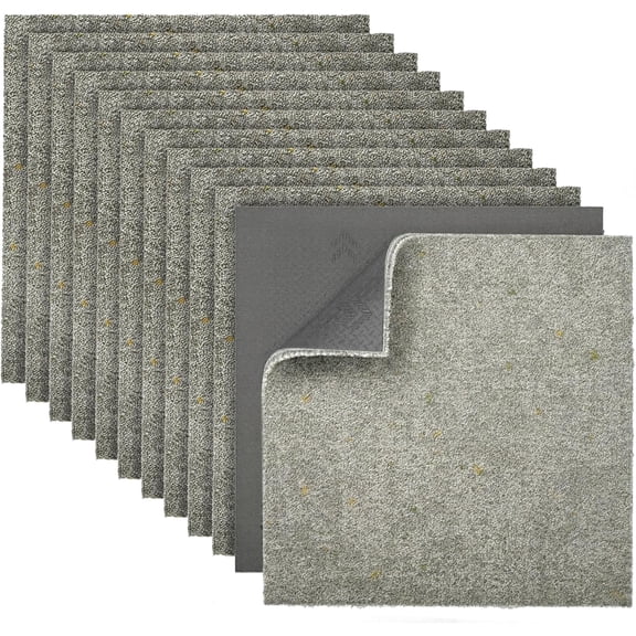 jxgzyy 12Pcs Commercial Carpet Tiles, Heavy Duty Carpet Floor Tiles with Non-slip Backing, 0.38" Thickened Carpet Squares for Living Room Bedroom Office Hotel Garage