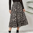 thumbnail image 4 of Skirt for Women Summer, Women's Fashion Mid Long Leopard Sexy Print High Waist A-line Skirt Skirt on Clearance, 4 of 9