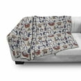 thumbnail image 3 of Christmas Soft Flannel Fleece Blanket, Sketchy Hand Drawn Grunge Penguins with Boxes Stars Celebration Theme, Cozy Plush for Indoor and Outdoor Use, 60" x 80", Navy Blue White Umber, by Ambesonne, 3 of 6