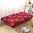 thumbnail image 2 of Armless Sofa Bed Cover Stretch Spandex Sofa Bed Slipcover Folding Couch Sofa Futon Cover Without Armrests Furniture Protector for Living Room Pets (Floral,Red), 2 of 6