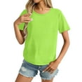 thumbnail image 2 of Womens Loose Fit Casual Shirts Tops Round Neck Light Green Sports Quick Drying Breathable Solid Color Short Sleeve Summer Tops Clothes Outfits 2025 L, 2 of 9