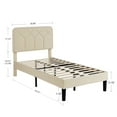 thumbnail image 3 of VECELO Twin Size Bed Frame with Adjustable Headboard, Upholstered Platform Bed Frame with Wooden Slats Support, No Box Spring Needed, Beige, 3 of 10