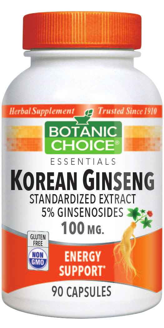 Botanic Choice Korean (Asian) Ginseng 100 mg. Energy Herbal Supplement, 90 capsules