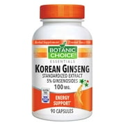 Botanic Choice Korean (Asian) Ginseng 100 mg. Energy Herbal Supplement, 90 capsules