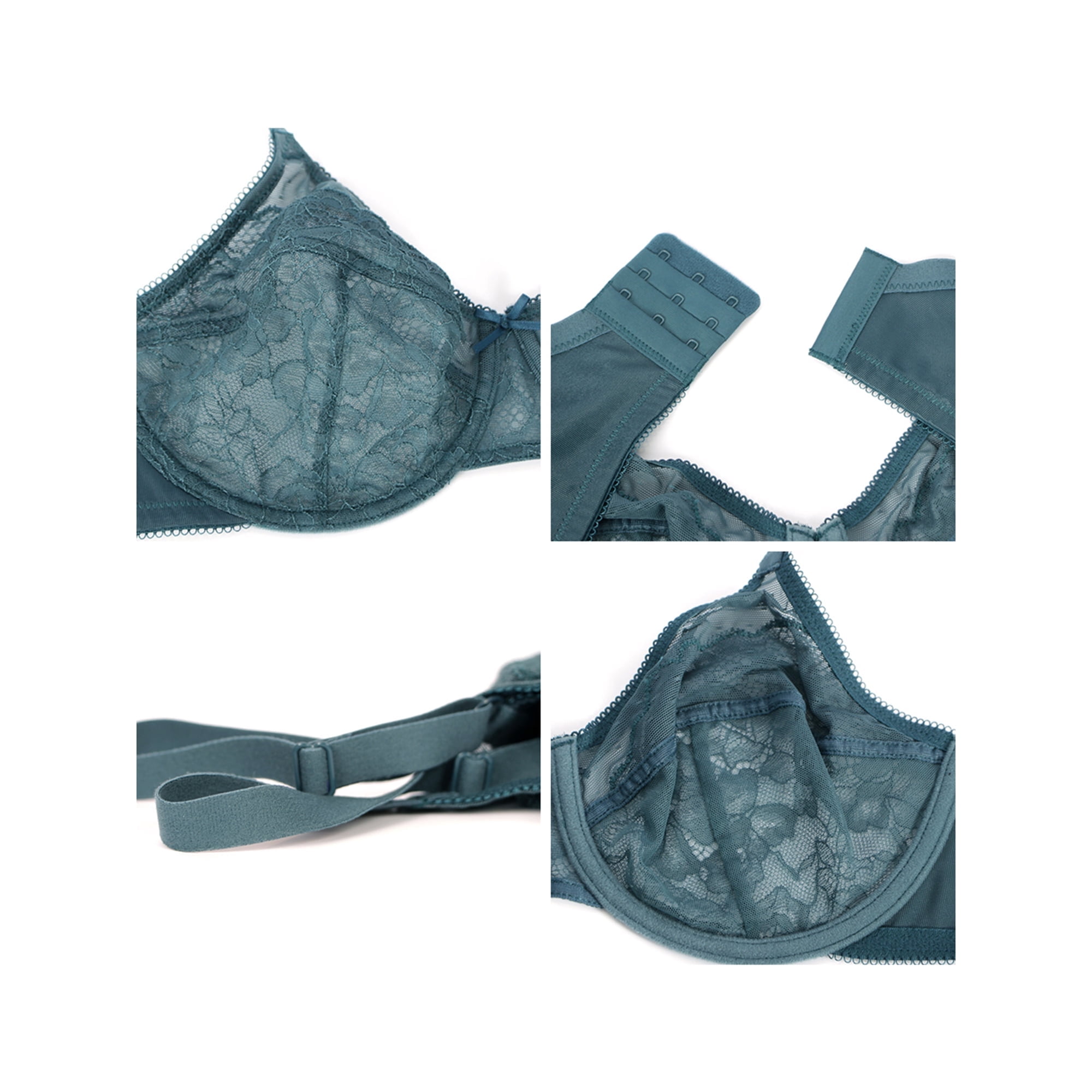 HSIA Plus Size Bras for Women Full Coverage Back Fat Underwire Minimizer Bras 2 Pack(Black+Balsam Blue)