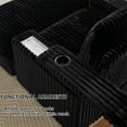 thumbnail image 5 of Aukfa 43" Corduroy Chaise Lounge w/ 2 Cupholders, Storage Bench & Arm, Plush Chair Bed, Black, 5 of 9