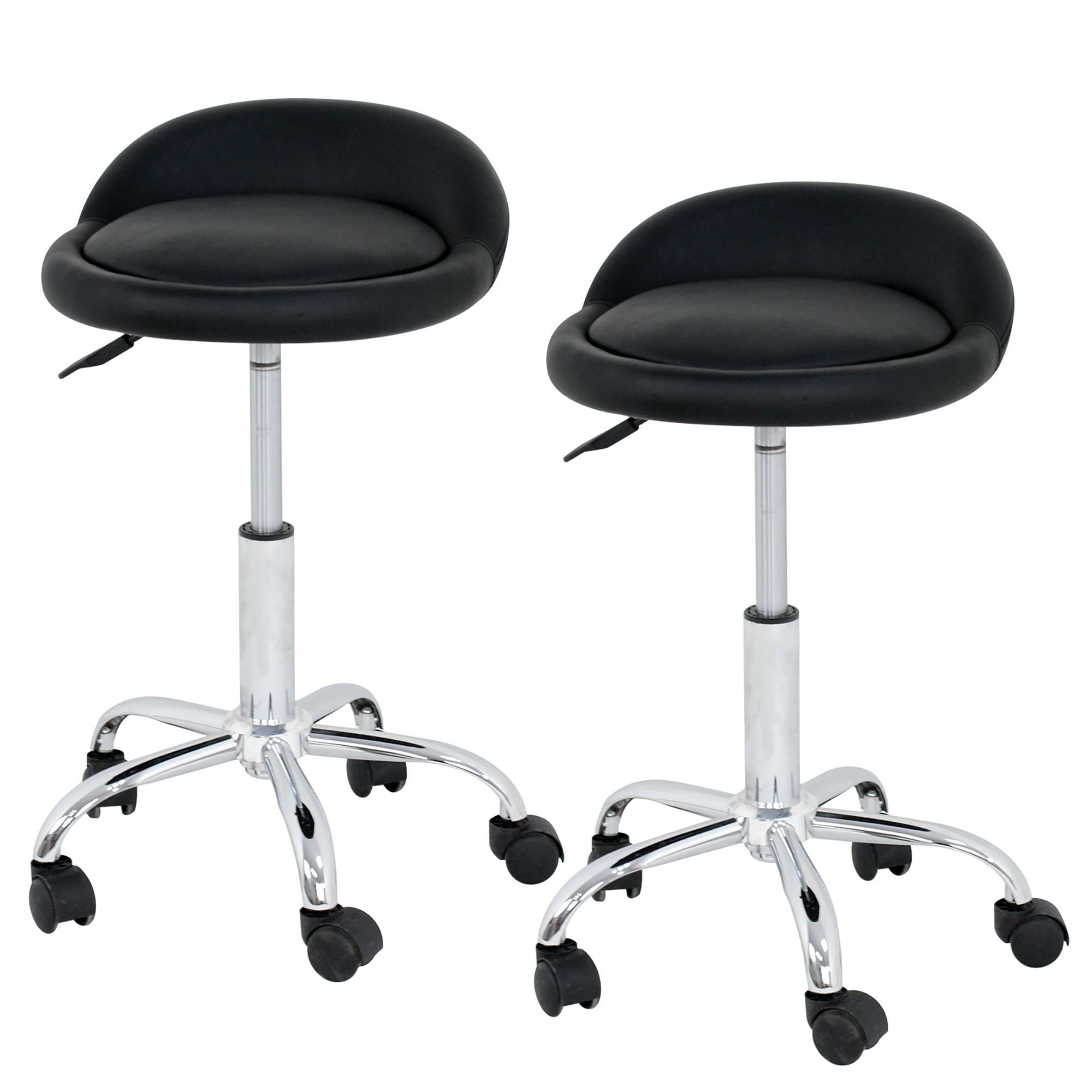 Black Rolling Swivel Stool Chair for Adults with Hydraulic Lift no back 