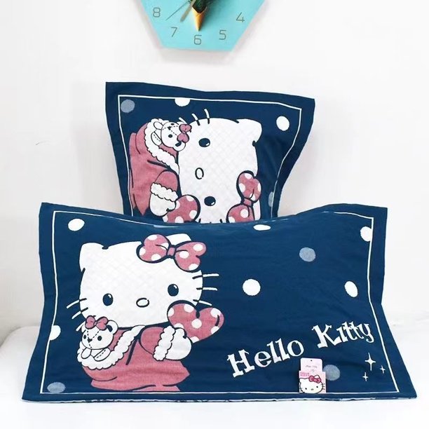 Sanrio-almohada de dibujos animados de Hello Kitty Cinnamoroll, toalla para adultos y niños, dormitorio de estudiantes, funda de almohada individual con patrón de doble cara