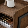 thumbnail image 2 of Danya B. Kazuyo Mid-Century Modern Black Metal Two-Tier End Side Table - Walnut, 2 of 11