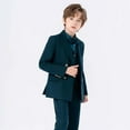 thumbnail image 4 of Hjtefg Boys Formal Suit Set Elegant Wedding Party Attire With Dress Pants And Vest Flower Boy Pageant Outfit For Toddler Childrens Recital Performance,Color: 1-Dark Green Size: 15-16 Years, 4 of 9