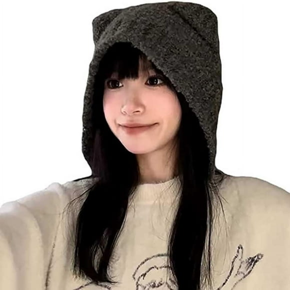 Zhengup Kawaii Autumn and Winter Cute Bear Hat Women's Warm Thickened Travel Hat Pullover Outdoor Riding Hat