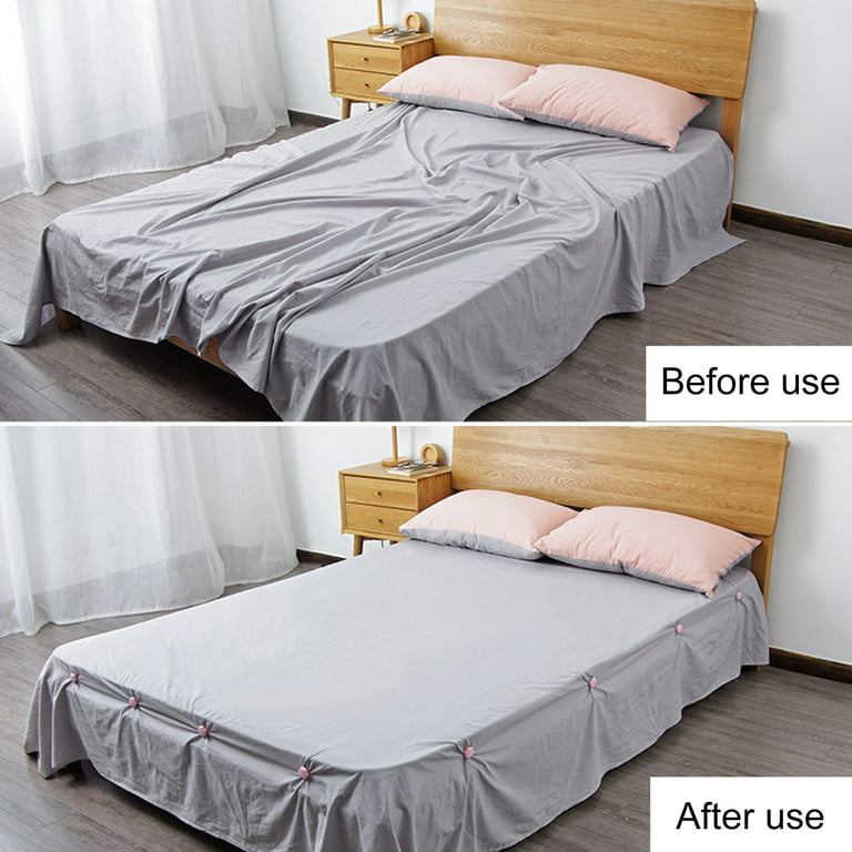 Jaswass 4 pcs elastic adjustable bed sheet holders - mattress sheets  grippers to hold sheets together for flat sheets, fitted sheets, i