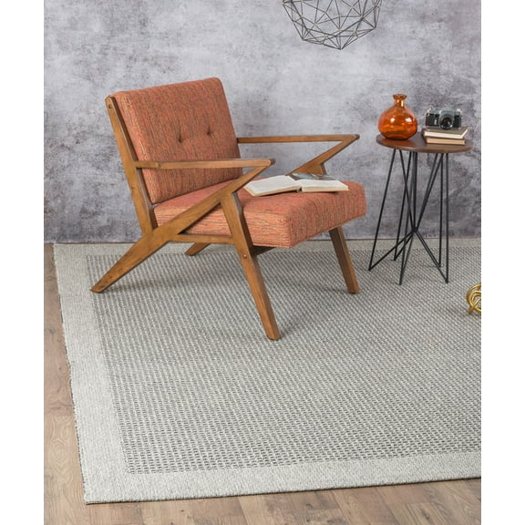 Tayse Serenity Area Rug SRN1018 Modern Charcoal Bordered Rows 9' 3'' x 12' 3'' Rectangle
