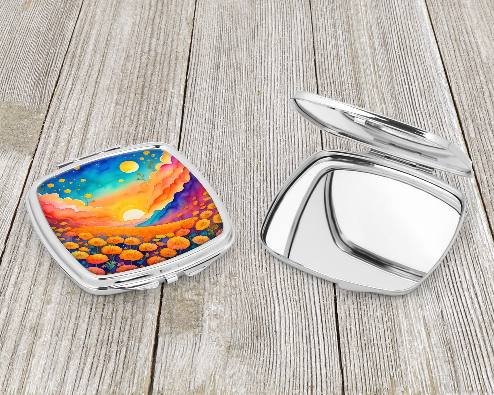 Colorful Marigolds Compact Mirror 2.75 in x 3 in